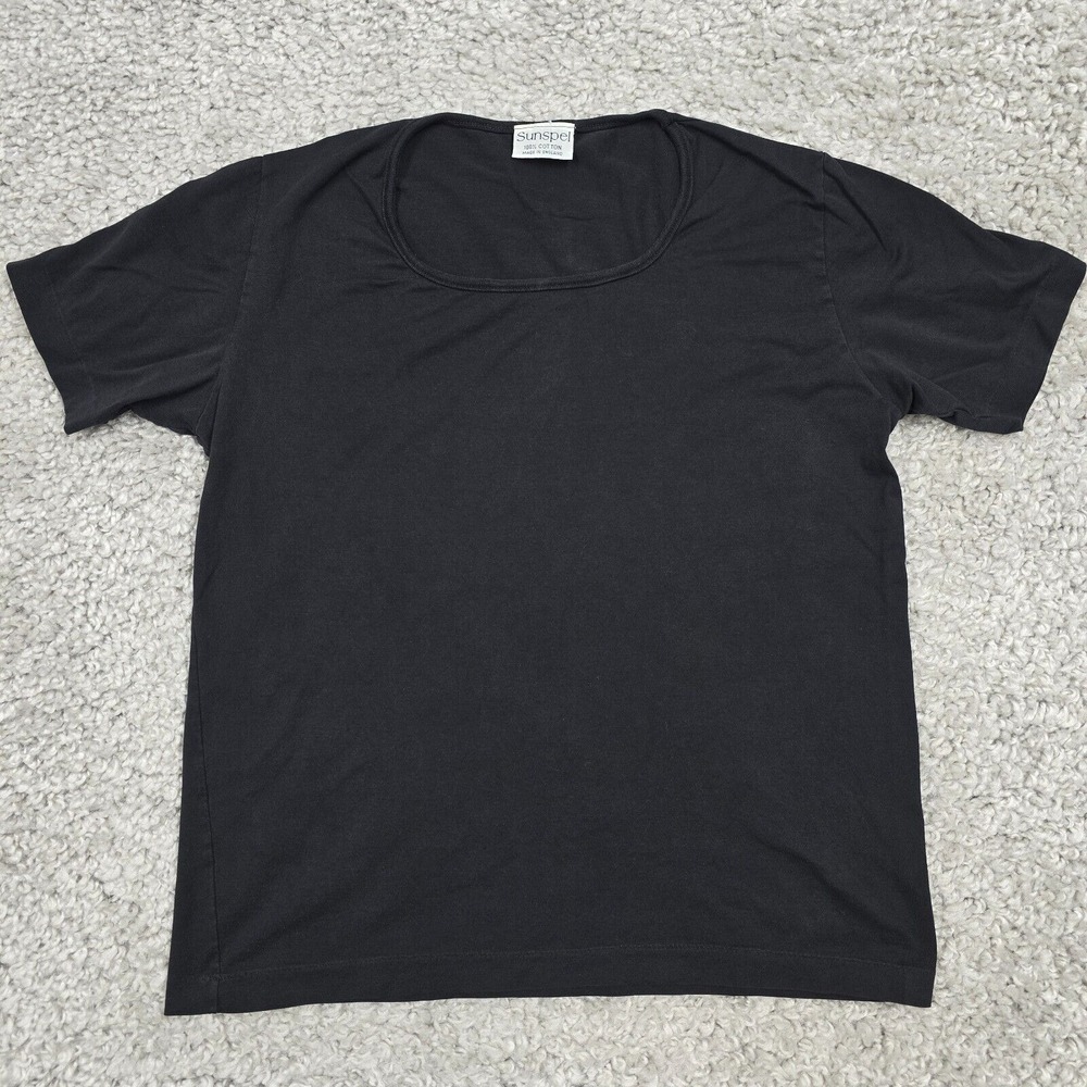 Sunspel Womens Black Scoop Neck Stretch Tee Shirt Medium Minimalist Capsule